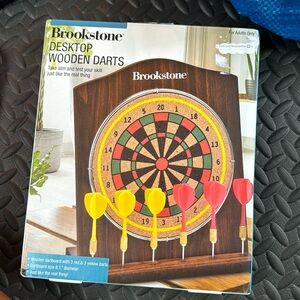 Brookstone desktop wooden dart set  NWT